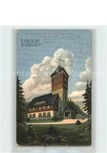 AK / Ansichtskarte Baerenstein Annaberg Buchholz Unterkunftshaus mit Friedrich August Turm Kat. Baerenstein