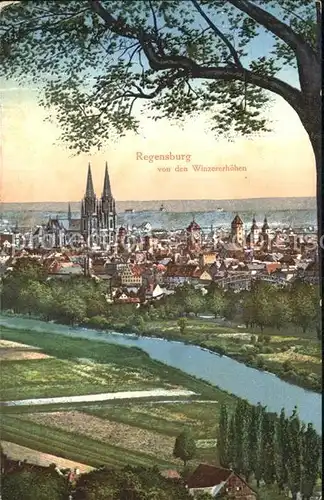 AK / Ansichtskarte Regensburg Stadtblick von den Winzererhoehen mit Dom / Regensburg /Regensburg LKR