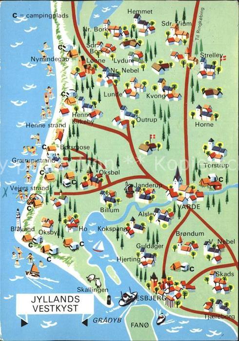 AK / Ansichtskarte Jylland Westkueste Landkarte Kat. Daenemark Nr