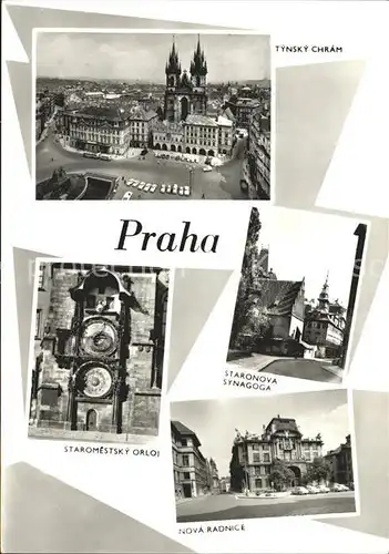 AK / Ansichtskarte Praha Prahy Prague Staronova Synagoga Staromestsky Orloj nova radnice  Kat. Praha