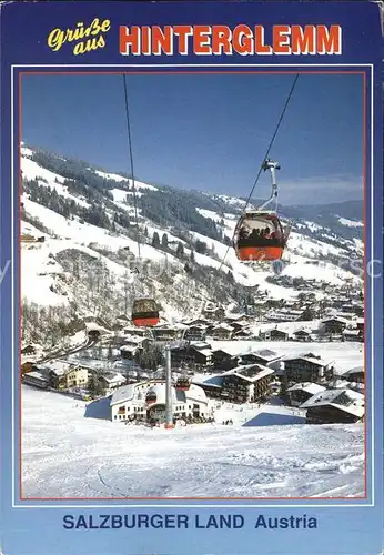AK / Ansichtskarte Hinterglemm Saalbach Zwoelferkogel Gondelbahn Skizirkus Wintersportplatz