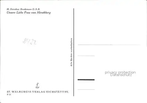 AK / Ansichtskarte Neumarkt Oberpfalz Unsere Liebe Frau von Hirschberg Kuenstlerkarte M. Dorothea Brockmann Kat. Neumarkt i.d.OPf.