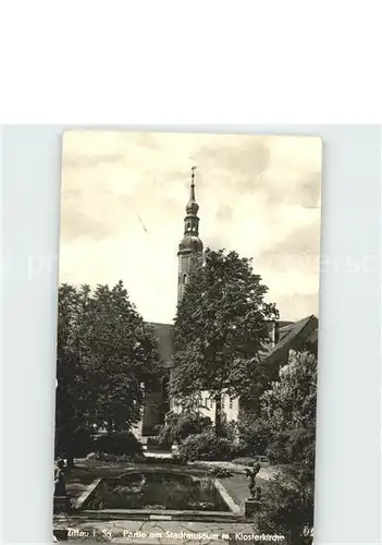 AK / Ansichtskarte Zittau Partie am Stadtmuseum mit Klosterkirche Kat. Zittau