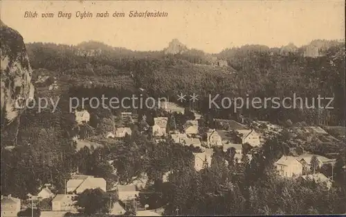 AK / Ansichtskarte Oybin Panorama Blick vom Berg Oybin nach dem Scharfenstein Zittauer Gebirge Kat. Kurort Oybin