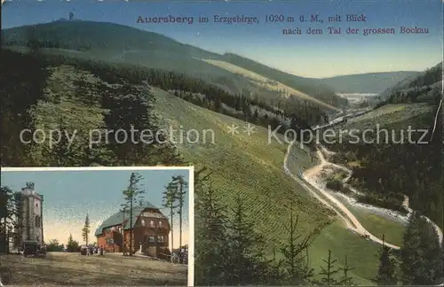 AK / Ansichtskarte Auersberg Wildenthal Blick nach dem Tal der grossen Bockau Unterkunftshaus Aussichtsturm Kat. Eibenstock