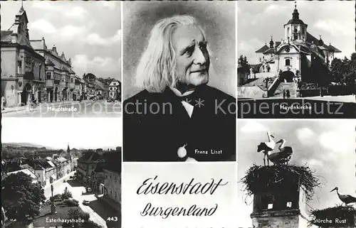 AK / Ansichtskarte Eisenstadt Hauptstrasse Haydnkirche Stoerche Esterhazystrasse Franz Liszt Komponist Kat. Eisenstadt