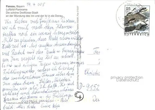 AK / Ansichtskarte Passau Fliegeraufnahme Muendung des Inn und der Ilz in die Donau Kat. Passau