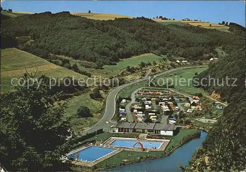 AK / Ansichtskarte Neuerburg Eifel Fliegeraufnahme Camping mit Freibad Kat. Neuerburg