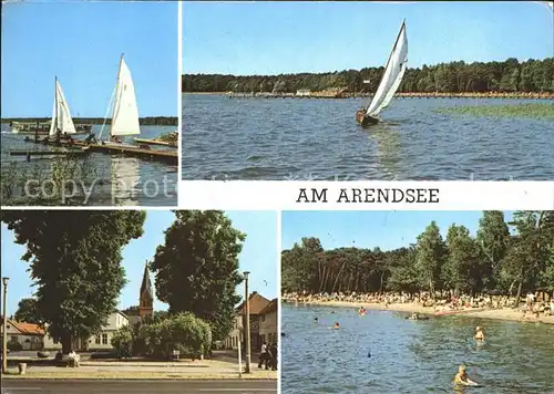AK / Ansichtskarte Arendsee Altmark Bootsanlegestelle Teilansicht Badestrand Kat. Arendsee