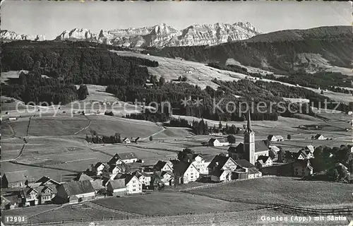 AK / Ansichtskarte Gonten Ortsansicht mit Kirche Blick zum Saentis Appenzeller Alpen Kat. Gonten