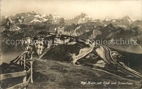 AK / Ansichtskarte Rigi Kulm Berghotel mit Toedi und Scheerhorn Alpenpanorama Kat. Rigi Kulm