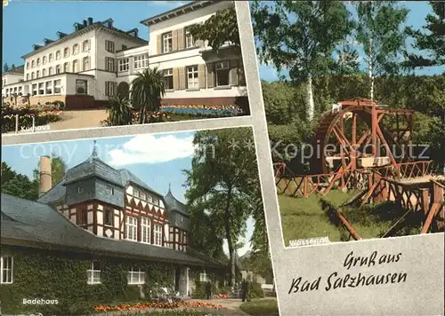 AK / Ansichtskarte Bad Salzhausen Muehlrad Kurhaus Badehaus Kat. Nidda