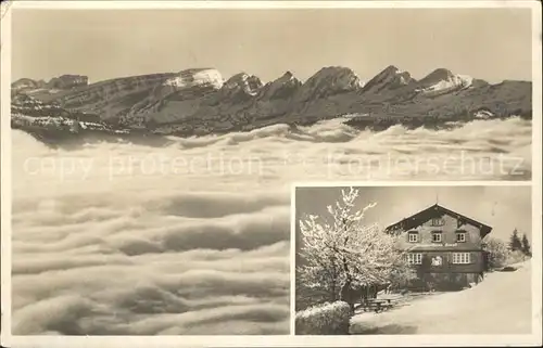 AK / Ansichtskarte Hoernli Kulm Berggasthaus Rigi des Zuercher Oberlandes Nebelmeer Alpenpanorama Kat. Hoernli