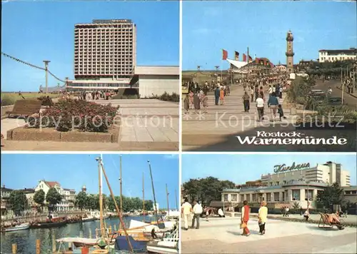 AK / Ansichtskarte Warnemuende Ostseebad Hotel Neptun Strandpromenade Gaststaette Teepott Leuchtturm Alter Strom Kurhaus Kat. Rostock