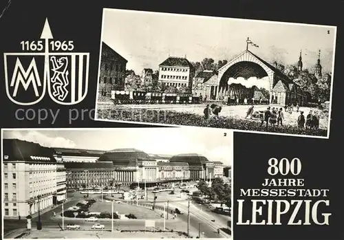 AK / Ansichtskarte Leipzig 800 Jahre Messestadt Alte Dresdner Bahnhof Holzschnitt um 1840 Hauptbahnhof Kat. Leipzig