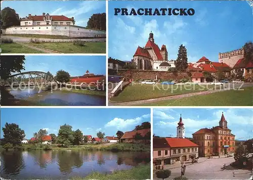 AK / Ansichtskarte Prachatice Prachatitz Kirchen  und Brueckenpartie Kat. Tschechische Republik