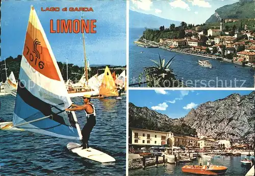 AK / Ansichtskarte Limone sul Garda Panorama Gardasee Hafen Windsurfen Kat. 
