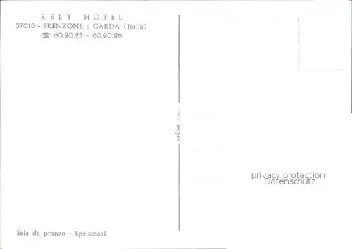 AK / Ansichtskarte Brenzone Lago di Garda Rely Hotel Sala da pranzo Speisesaal