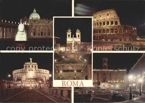 AK / Ansichtskarte Roma Rom Petersplatz Dom Denkmal Altar des Vaterlandes Arena bei Nacht Kat. 