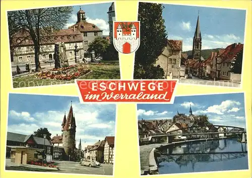AK / Ansichtskarte Eschwege Schloss Denkmal Kirche Gefangenenhausturm Werra Bruecke Kat. Eschwege