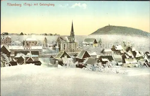 AK / Ansichtskarte Altenberg Erzgebirge Ortsansicht mit Kirche Geisingberg im Winter Kat. Geising