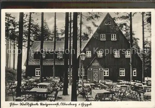 AK / Ansichtskarte Altenberg Erzgebirge Historische Waldschaenke Raupennest Gartenwirtschaft Kat. Geising