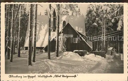 AK / Ansichtskarte Altenberg Erzgebirge Historische Waldschaenke Raupennest im Winter Kat. Geising