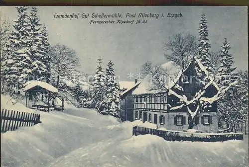 AK / Ansichtskarte Altenberg Erzgebirge Fremdenhof Gut Schellermuehle im Winter Kat. Geising