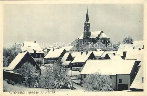 AK / Ansichtskarte Altenberg Erzgebirge Ortsansicht mit Kirche im Winter Kat. Geising