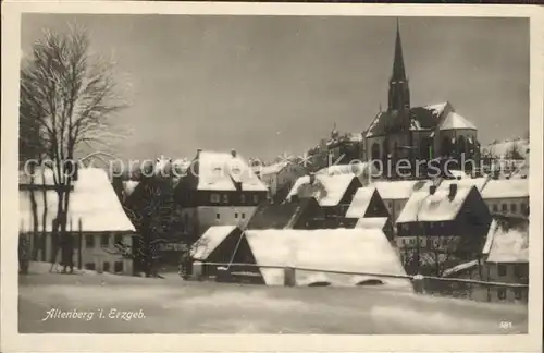 AK / Ansichtskarte Altenberg Erzgebirge Ortsansicht mit Kirche im Winter Kat. Geising