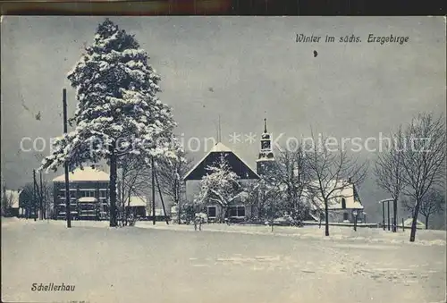 AK / Ansichtskarte Schellerhau Teilansicht mit Kirche Winter im Erzgebirge Kat. Altenberg