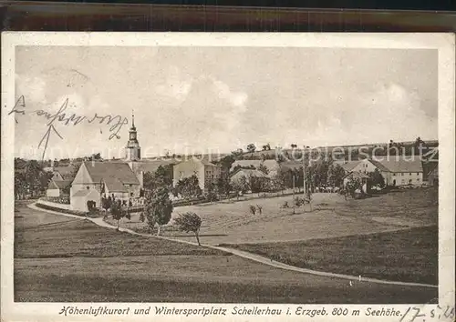 AK / Ansichtskarte Schellerhau Teilansicht mit Kirche Hoehenluftkurort Wintersportplatz Kat. Altenberg