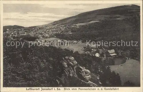AK / Ansichtskarte Jonsdorf Panorama Blick vom Nonnenfelsen nach Hotel Gondelfahrt Zittauer Gebirge Kat. Kurort Jonsdorf