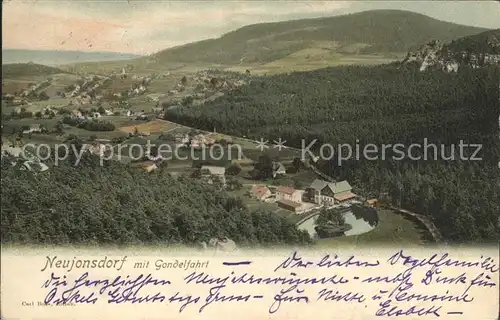 AK / Ansichtskarte Neujonsdorf Panorama mit Blick zum Hotel Gondelfahrt Zittauer Gebirge
