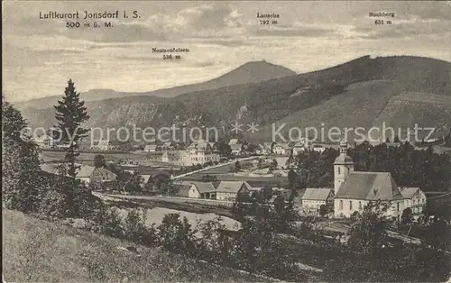 AK / Ansichtskarte Jonsdorf Panorama mit Nonnenfelsen Lausche Buchberg Zittauer Gebirge Kat. Kurort Jonsdorf