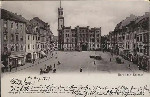 AK / Ansichtskarte Zittau Markt mit Rathaus Kat. Zittau