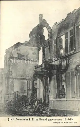 AK / Ansichtskarte Sennheim in Brand geschossen 1914 15 Kaempfe im Oberelsass 1. Weltkrieg Kat. Cernay