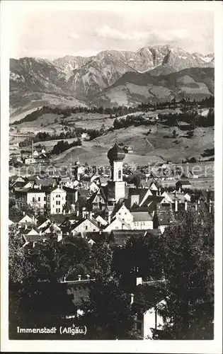 AK / Ansichtskarte Immenstadt Allgaeu Ortsansicht mit Kirche Alpenpanorama Kat. Immenstadt i.Allgaeu