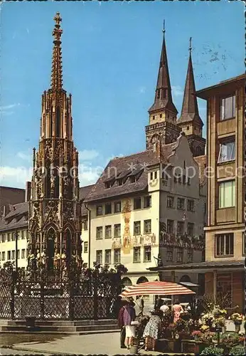 AK / Ansichtskarte Nuernberg Markt Brunnen Kirchtuerme Kat. Nuernberg