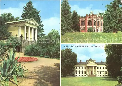 AK / Ansichtskarte Woerlitz Landschaftspark Floratempel Gotisches Haus Schloss Kat. Woerlitz