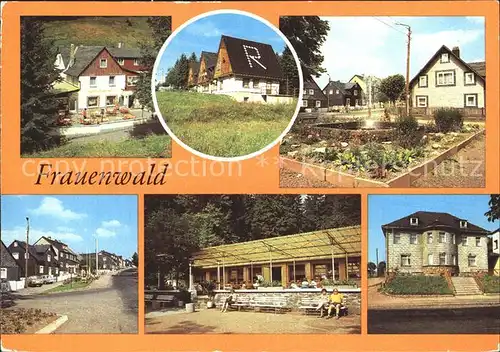 AK / Ansichtskarte Frauenwald Thueringen Waldpension Fraubachmuehle Rennsteig Wanderhuetten Platz des Friedens Nordstrasse Cafe FDGB Erholungsheim Kat. Frauenwald