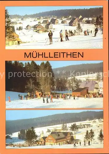 AK / Ansichtskarte Muehlleithen Klingenthal Teilansichten Erholungsort Wintersportplatz Skifahrer Kat. Klingenthal Sachsen