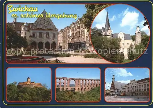 AK / Ansichtskarte Zwickau Sachsen Innenstadt Schloss Burg Bruecke Gewandhaus Rathaus Kat. Zwickau