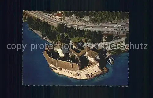 AK / Ansichtskarte Chillon Chateau vu d avion Lac Leman Genfersee Kat. Montreux