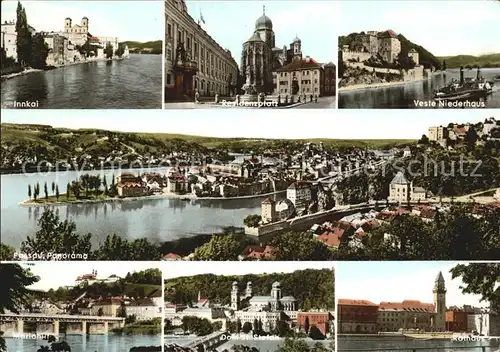 AK / Ansichtskarte Passau Innkai Residenzplatz Veste Niederhaus Kloster Mariahilf Dom Rathaus Dreifluessestadt Nibelungenstadt Kat. Passau