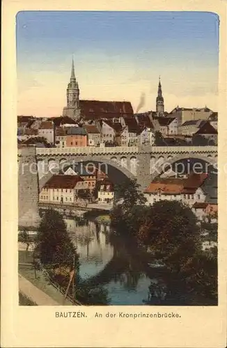 AK / Ansichtskarte Bautzen Kronprinzenbruecke Spree Altstadt St Petrikirche Kat. Bautzen