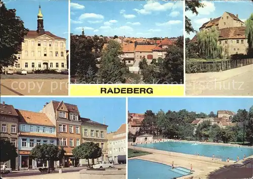 AK / Ansichtskarte Radeberg Sachsen Rathaus Teilansicht Schloss Klippenstein Heimatmuseum Jugendklub Markt Stadtbad Kat. Radeberg