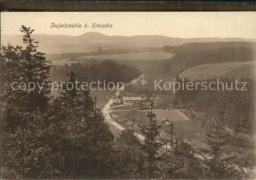 AK / Ansichtskarte Kreischa Panorama Blick zur Teufelsmuehle Kat. Kreischa Dresden