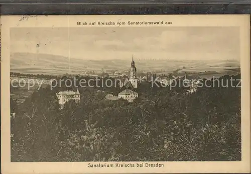 AK / Ansichtskarte Kreischa Panorama Blick vom Sanatoriumswald Kirche Kat. Kreischa Dresden