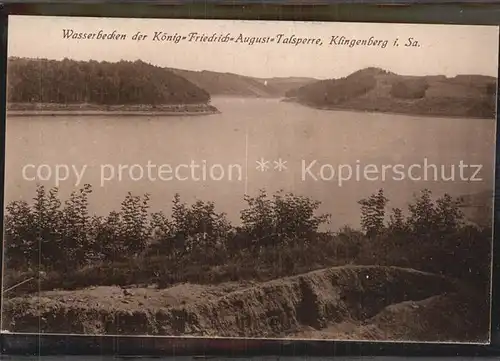 AK / Ansichtskarte Klingenberg Sachsen Wasserbecken der Koenig Friedrich August Talsperre Kat. Pretzschendorf